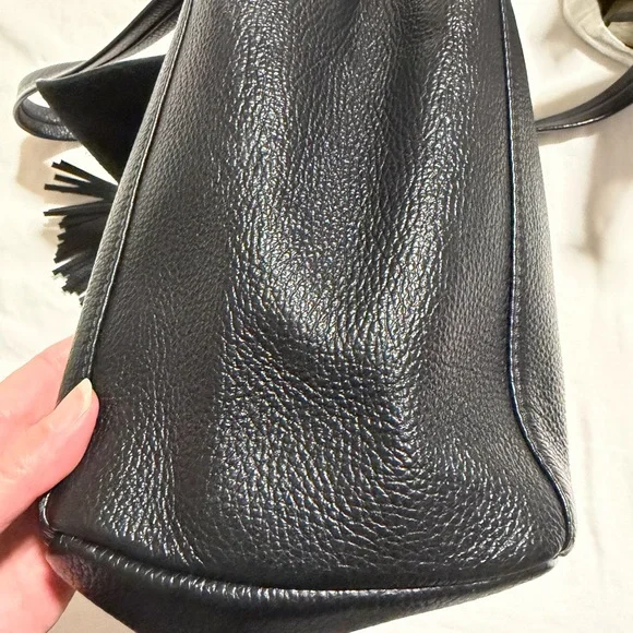 Valentino Black Leather Tote with Tassel - Picture 3 of 9